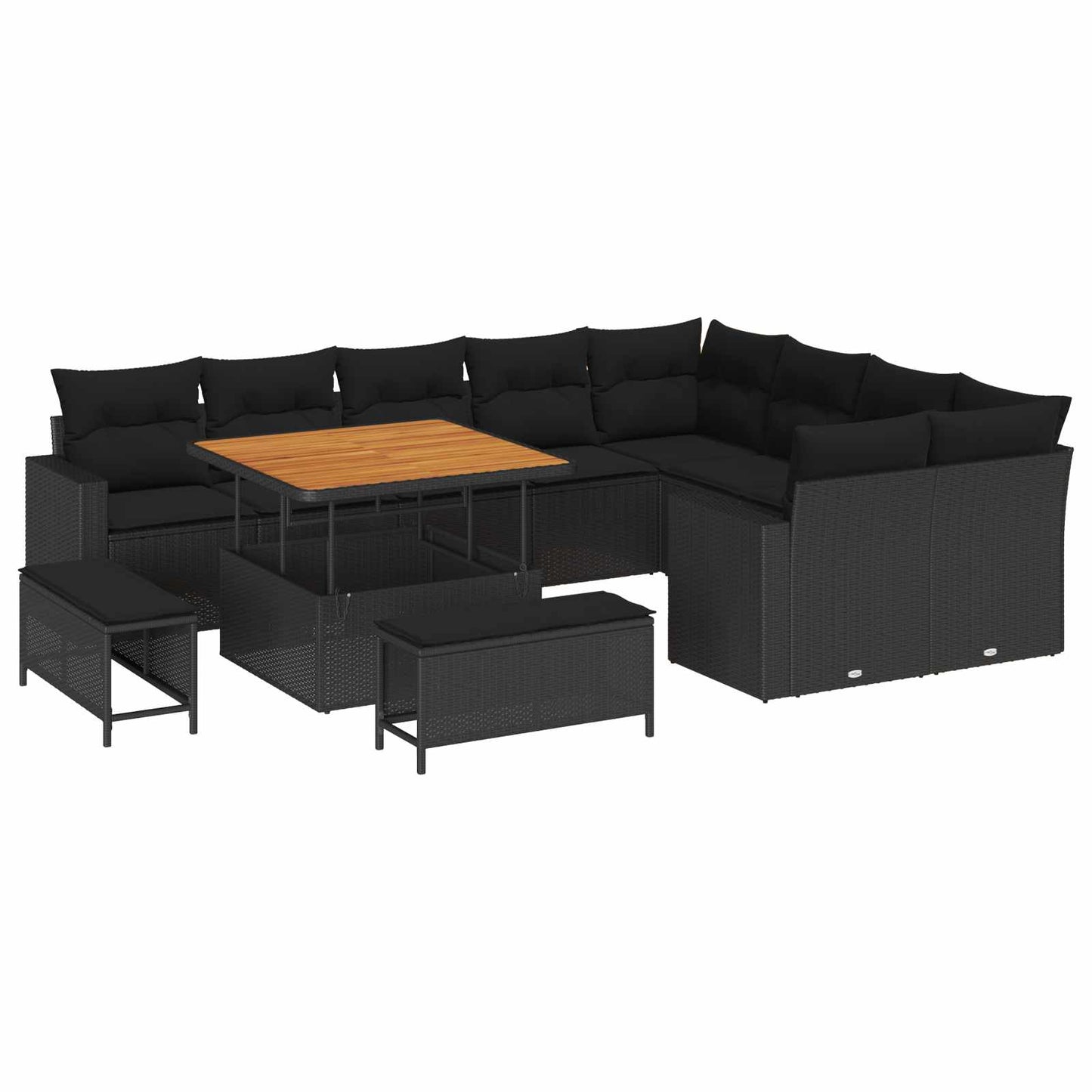 Set Divano da Giardino 12 pz Nero polyrattan | homemem39