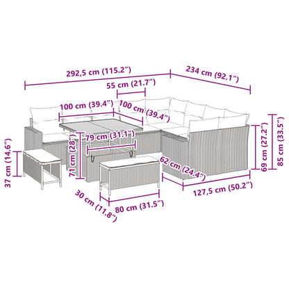 Set Divano da Giardino 12 pz Nero polyrattan | homemem39