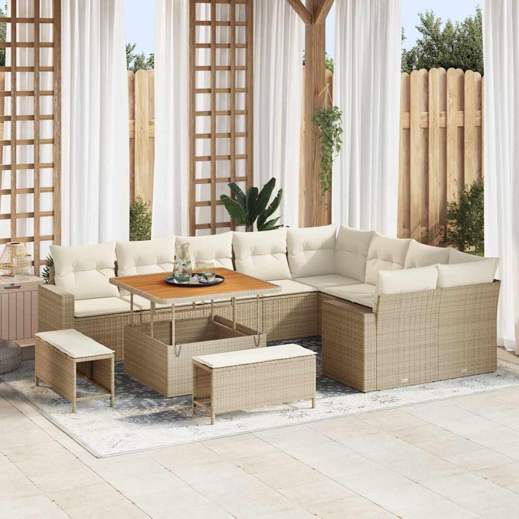 Set Divano da Giardino 12 pcs Beige polyrattan - homemem39
