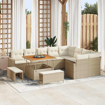 Set Divano da Giardino 12 pcs Beige polyrattan - homemem39