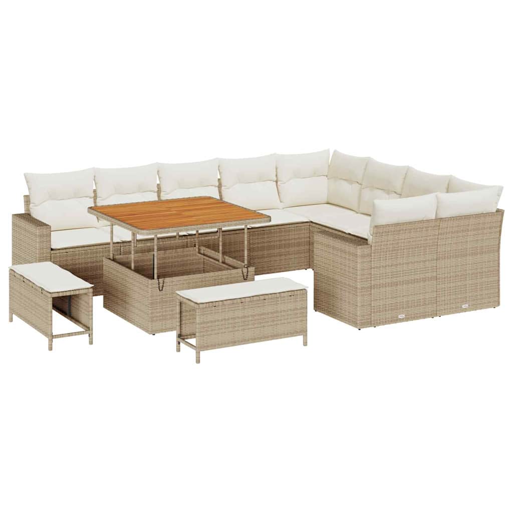 Set Divano da Giardino 12 pcs Beige polyrattan - homemem39
