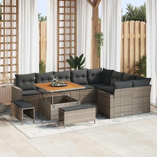 Set Divano da Giardino 12 pcs Grigio polyrattan - homemem39