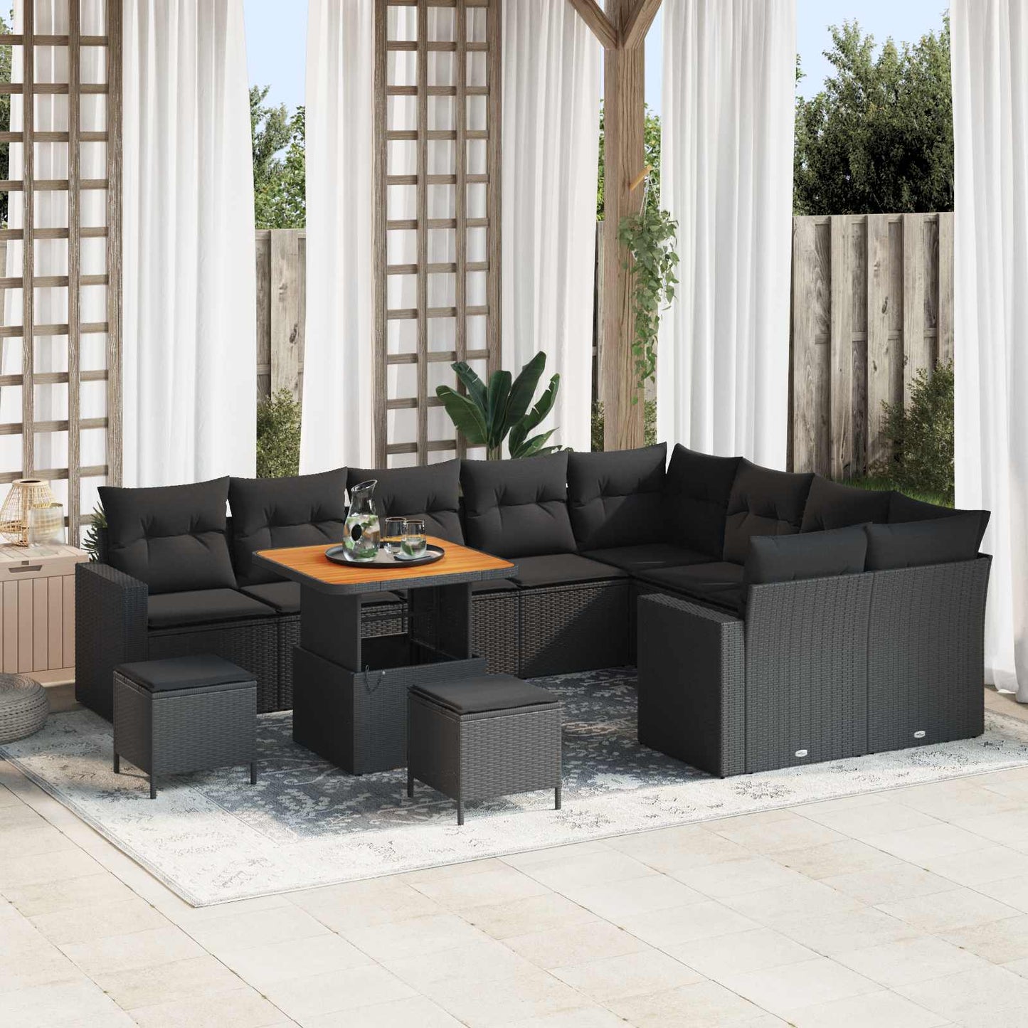Set Divano da Giardino 12 pz Nero polyrattan | homemem39