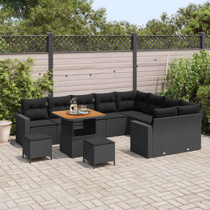 Set Divano da Giardino 12 pz Nero polyrattan | homemem39