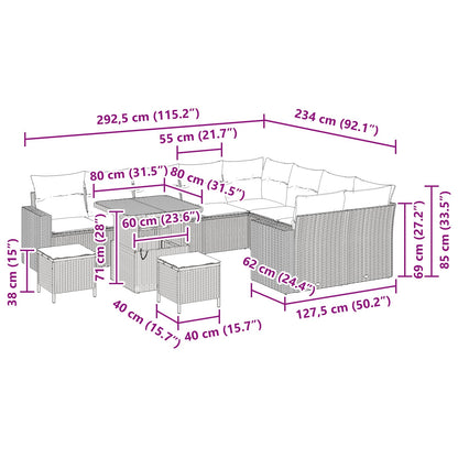 Set Divano da Giardino 12 pz Nero polyrattan | homemem39