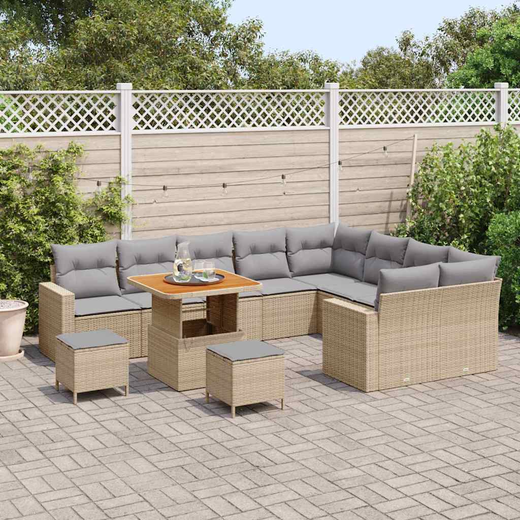 Set Divano da Giardino 12 pcs Beige polyrattan - homemem39