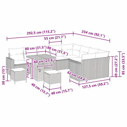 Set Divano da Giardino 12 pcs Grigio polyrattan | homemem39
