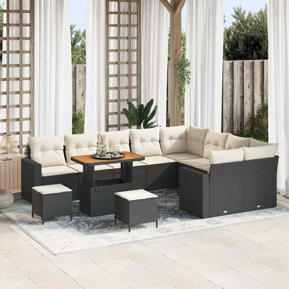 Set Divano da Giardino 12 pcs Nero polyrattan