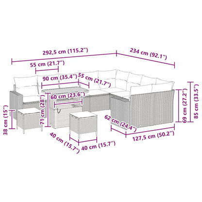 Set Divano da Giardino 12 pcs Nero polyrattan - homemem39