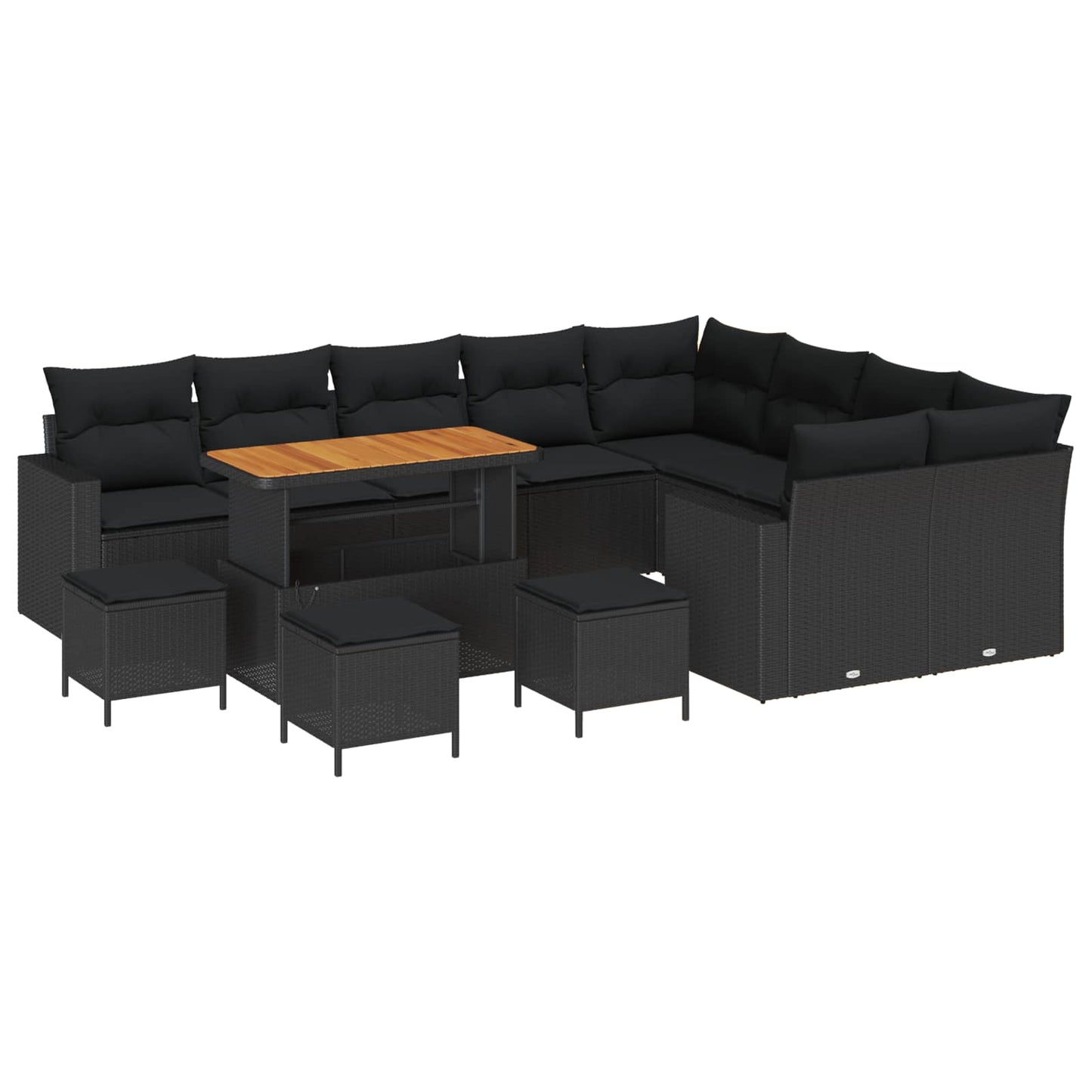 Set Divano da Giardino 13 pz Nero polyrattan | homemem39