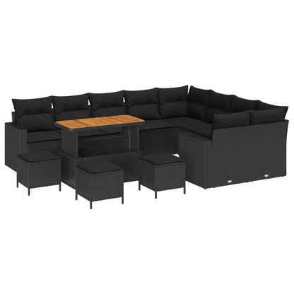 Set Divano da Giardino 13 pz Nero polyrattan | homemem39