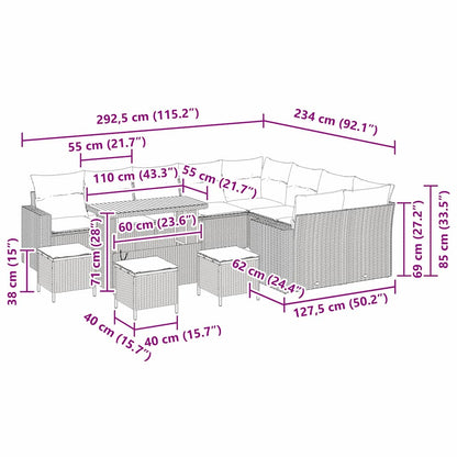 Set Divano da Giardino 13 pcs Nero polyrattan | homemem39