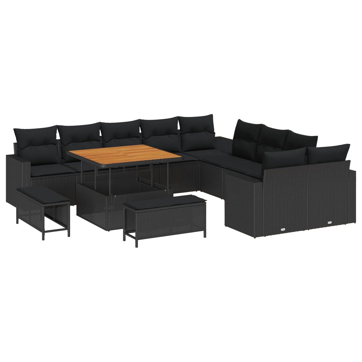 Set Divano da Giardino 13 pcs Nero polyrattan | homemem39