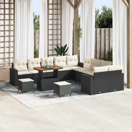 Set Divano da Giardino 13 pcs Nero polyrattan - homemem39