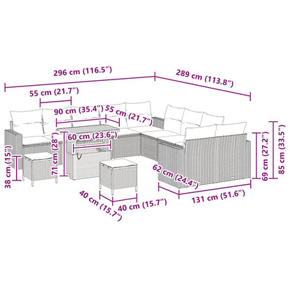 Set Divano da Giardino 13 pcs Grigio polyrattan - homemem39