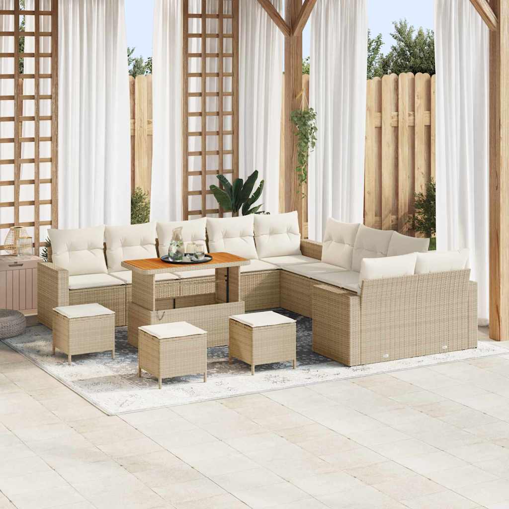 Set Divano da Giardino 14 pcs Beige polyrattan - homemem39