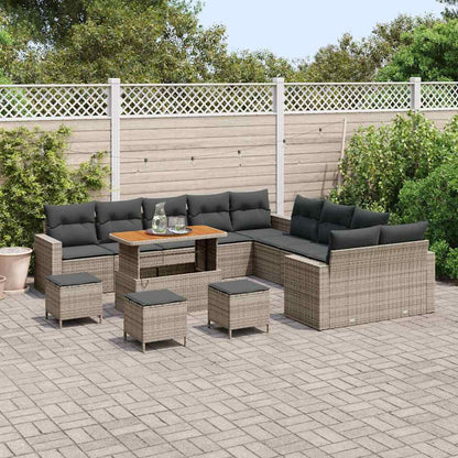 Set Divano da Giardino 14 pcs Grigio polyrattan