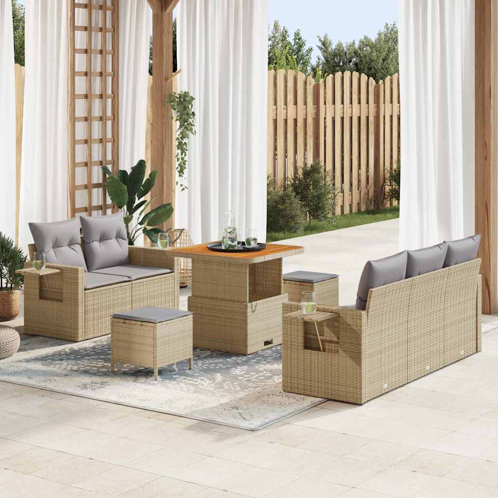 Set Divano da Giardino 8 pcs Beige polyrattan - homemem39