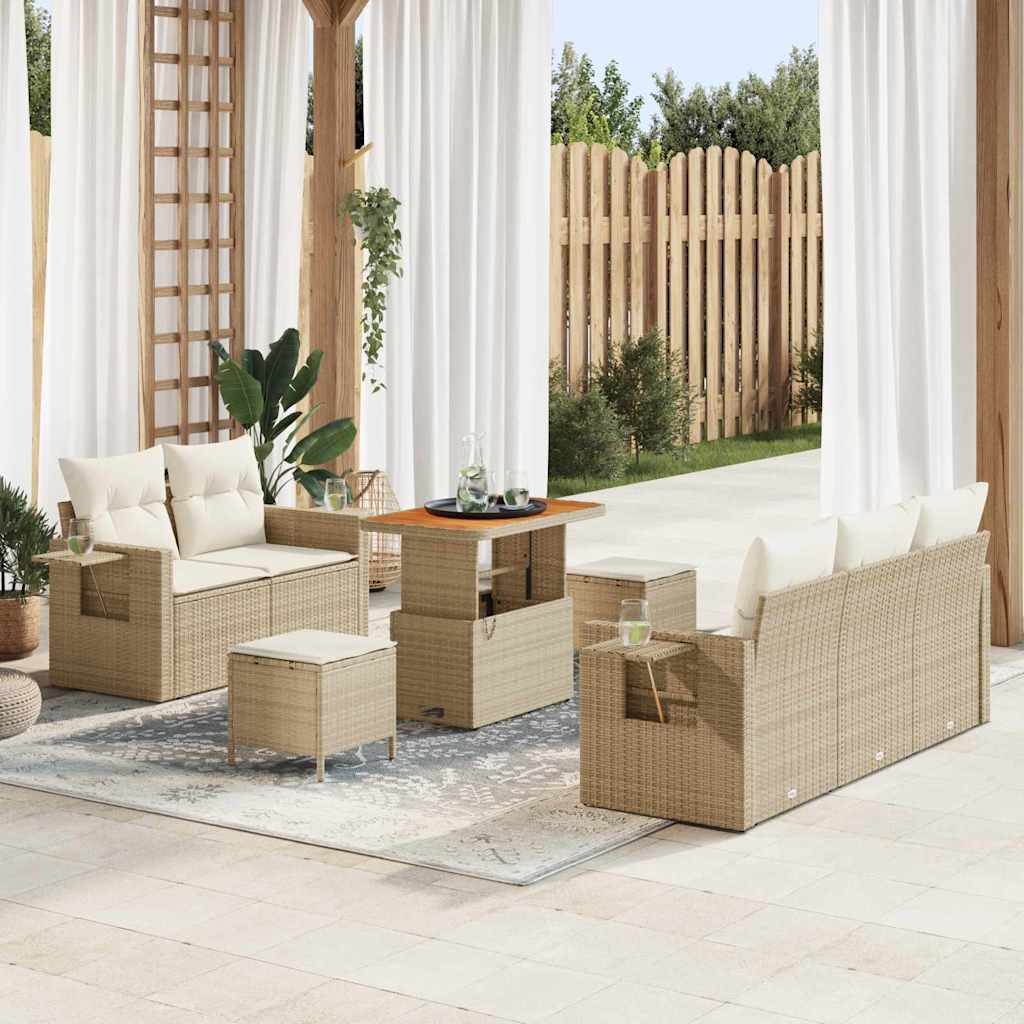 Set Divano da Giardino 8 pcs Beige polyrattan - homemem39