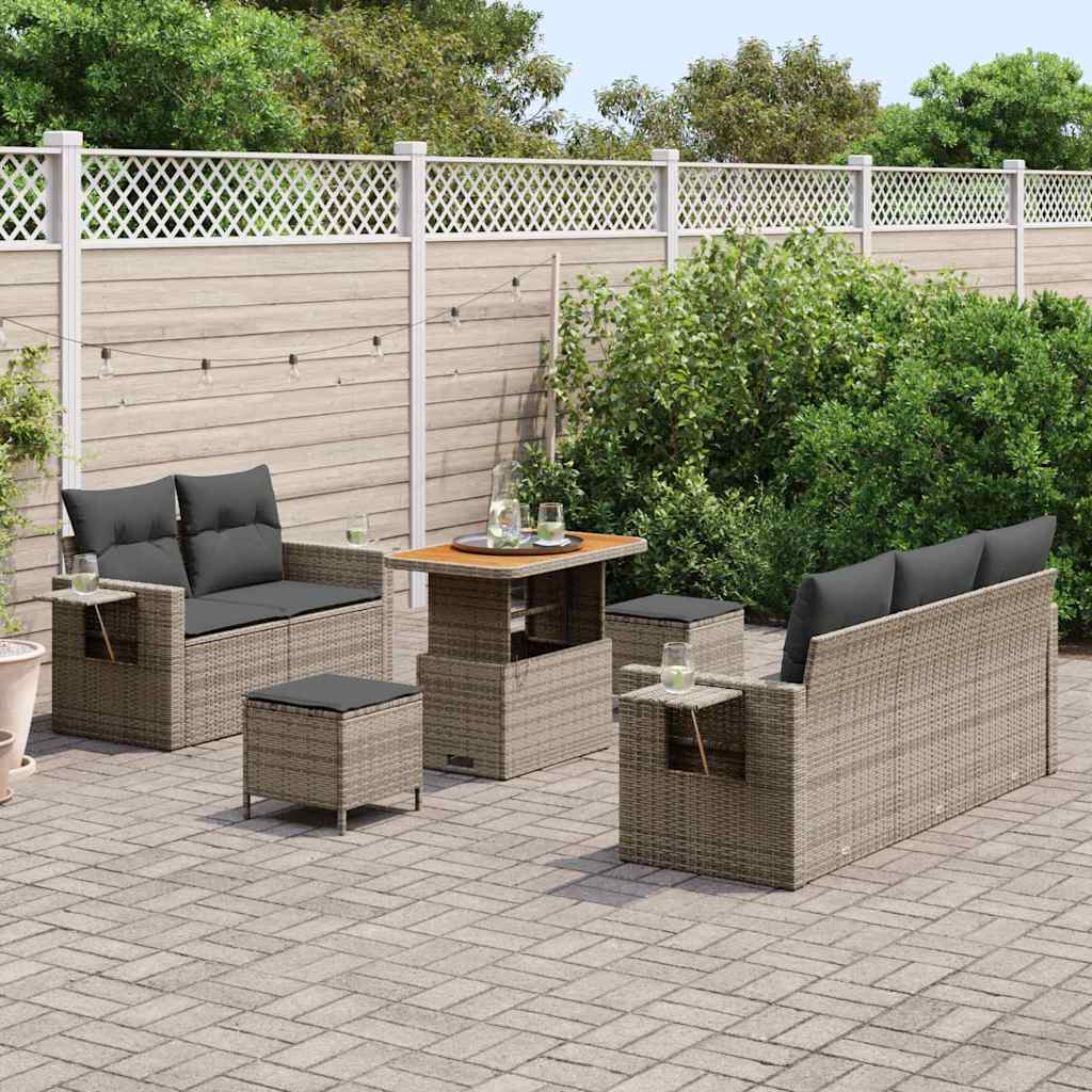 Set Divano da Giardino 8 pcs Grigio polyrattan - homemem39