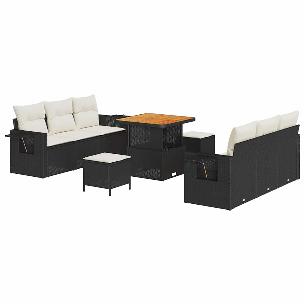 Set Divano da Giardino 9 pcs Nero polyrattan - homemem39