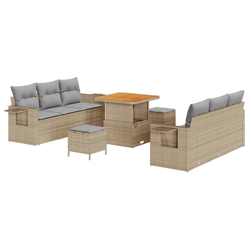 Set Divano da Giardino 9 pcs Beige polyrattan - homemem39