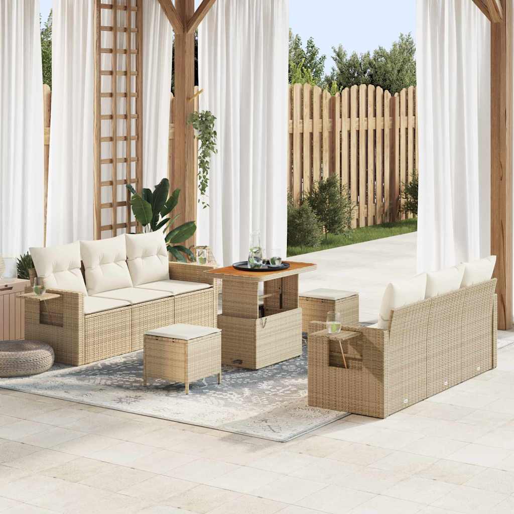 Set Divano da Giardino 9 pcs Beige polyrattan - homemem39