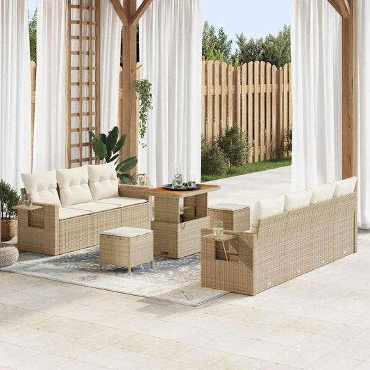 Set Divano da Giardino 10 pcs Beige polyrattan - homemem39