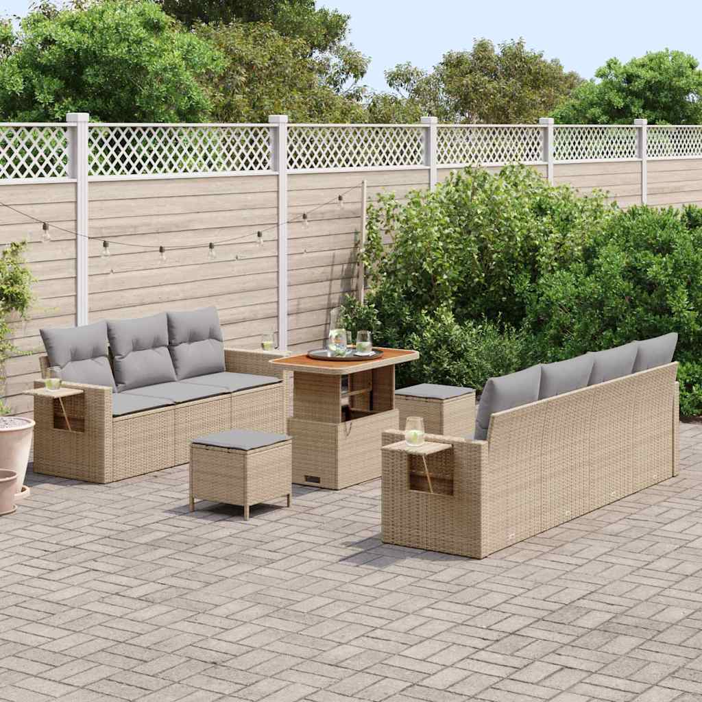 Set Divano da Giardino 10 pcs Beige polyrattan - homemem39