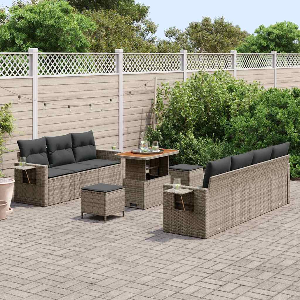 Set Divano da Giardino 10 pcs Grigio polyrattan - homemem39