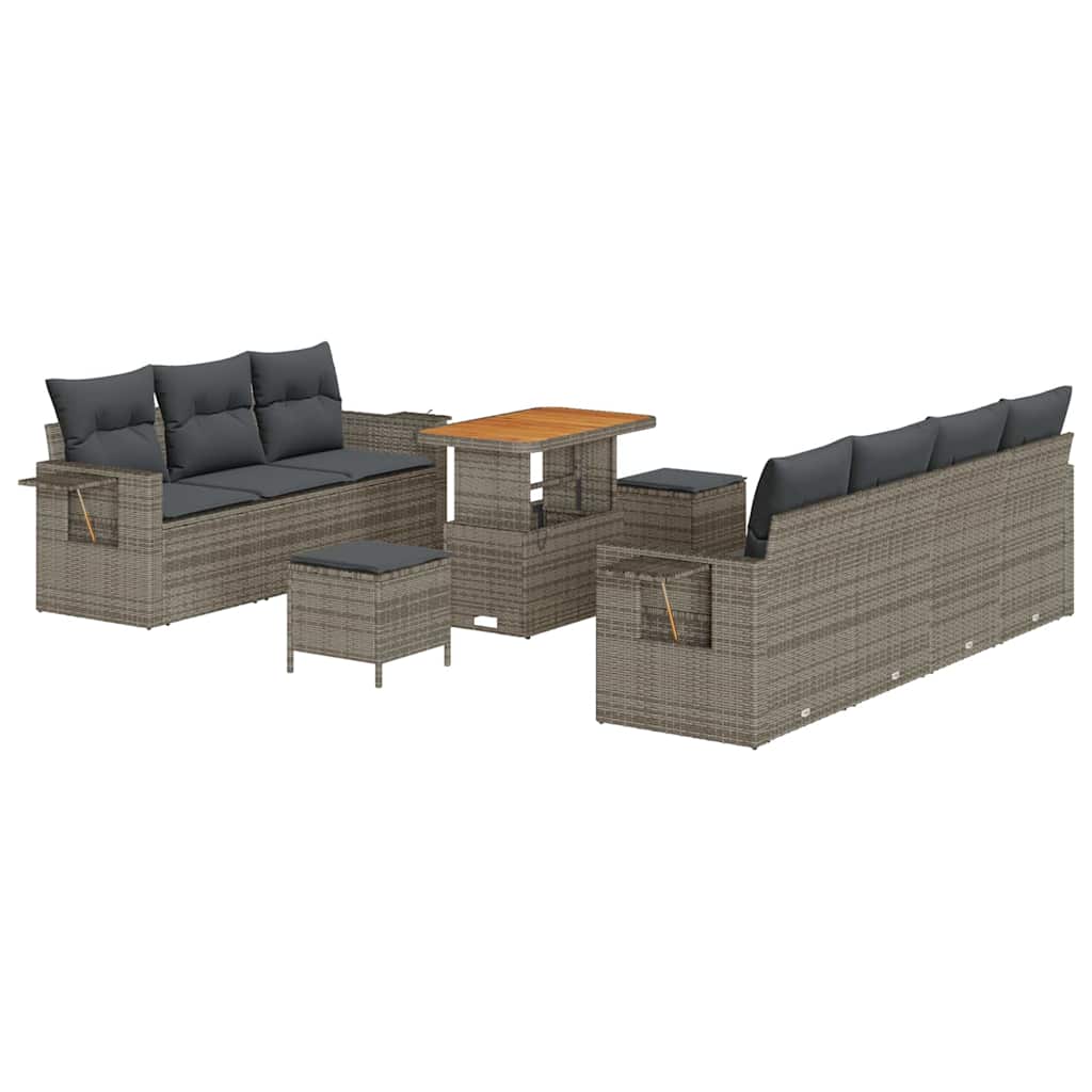 Set Divano da Giardino 10 pcs Grigio polyrattan
