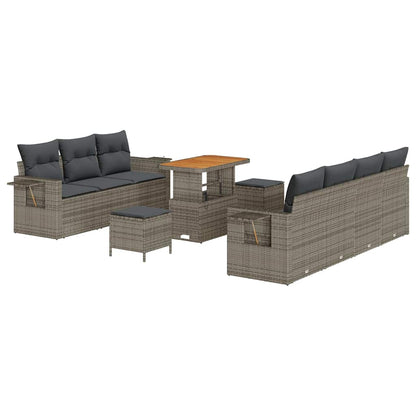 Set Divano da Giardino 10 pcs Grigio polyrattan