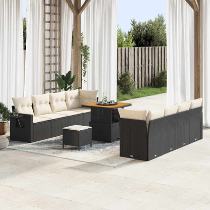 Set Divano da Giardino 11 pcs Nero Poly Rattan | homemem39
