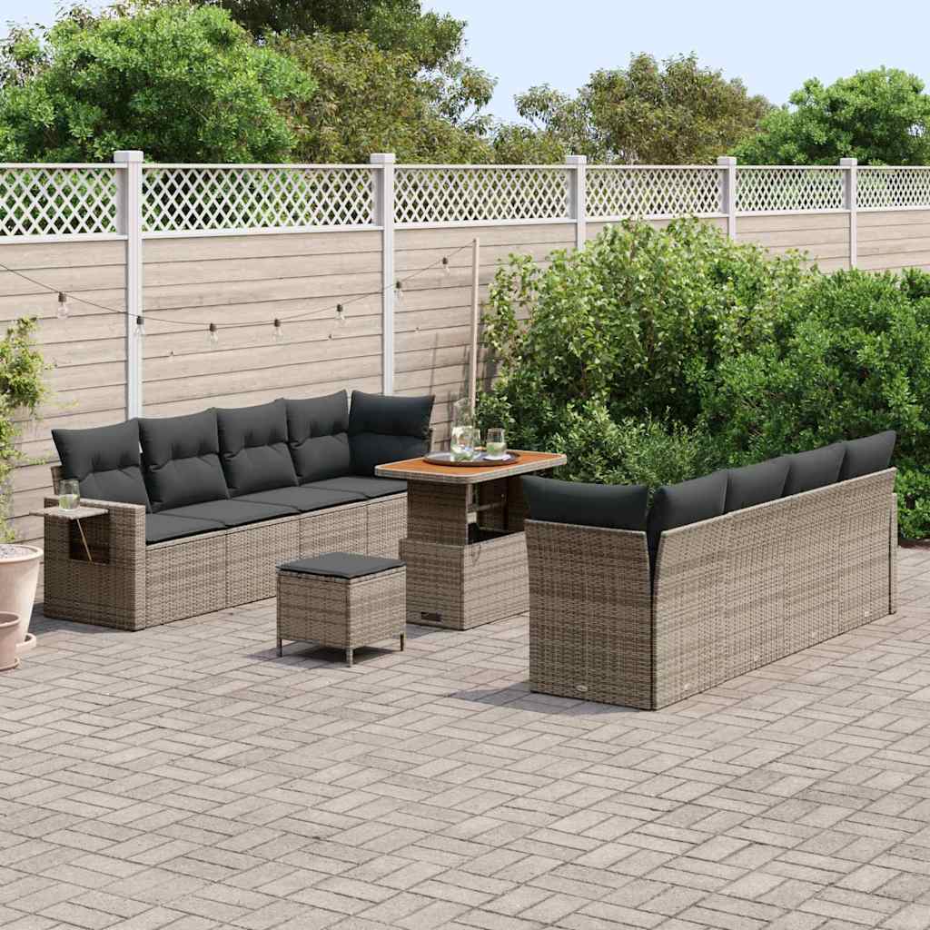 Set Divano da Giardino 11 pcs Grigio Poly Rattan - homemem39