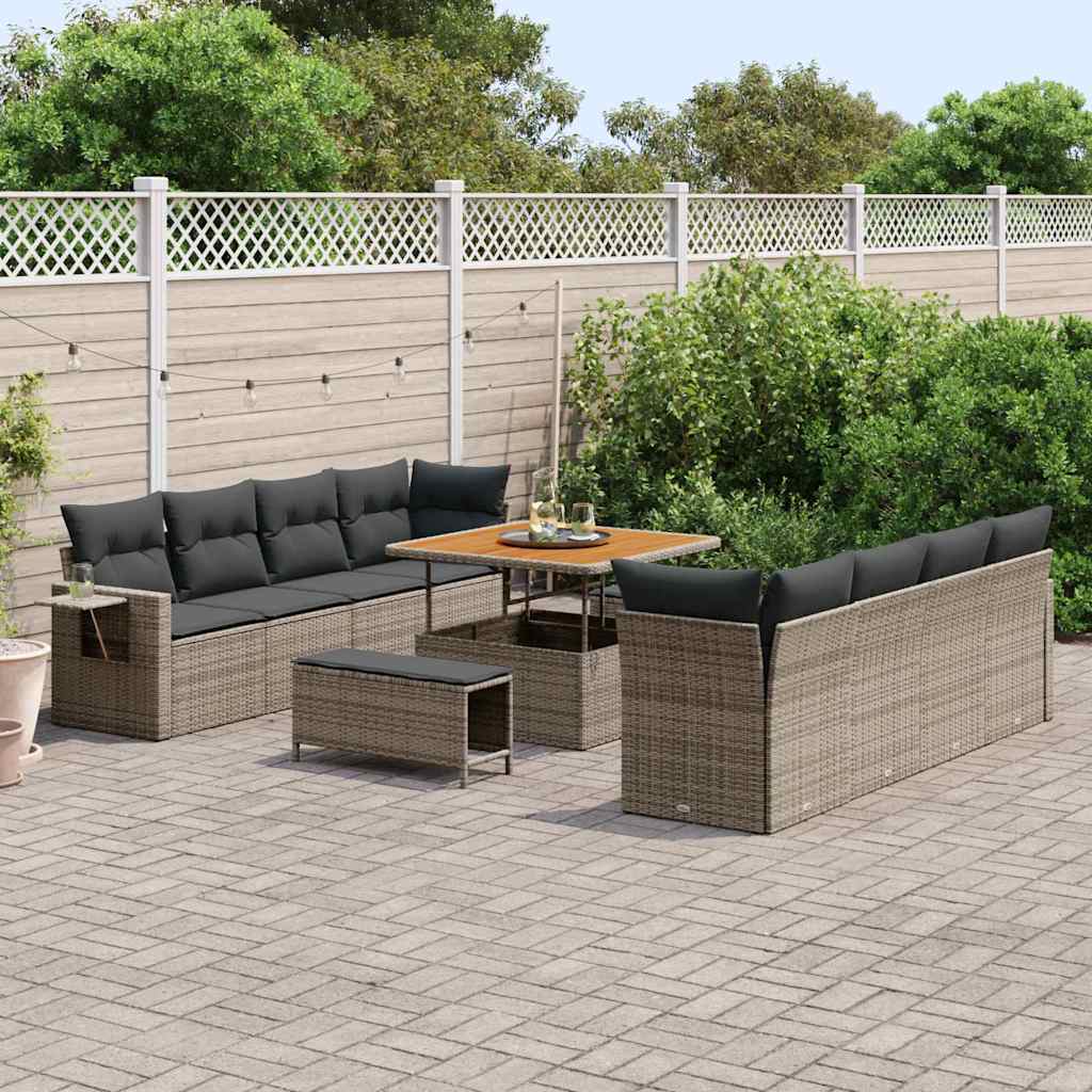Set Divano da Giardino 11 pcs Grigio Poly Rattan - homemem39