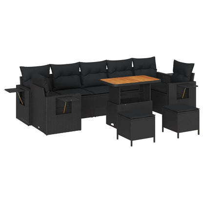 Set Divano da Giardino 10 pcs Nero polyrattan
