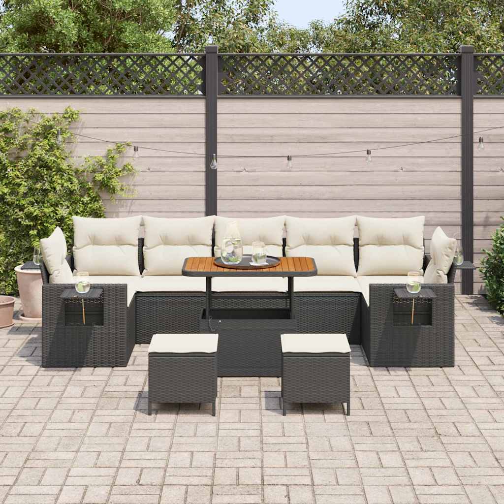 Set Divano da Giardino 10 pcs Nero polyrattan - homemem39