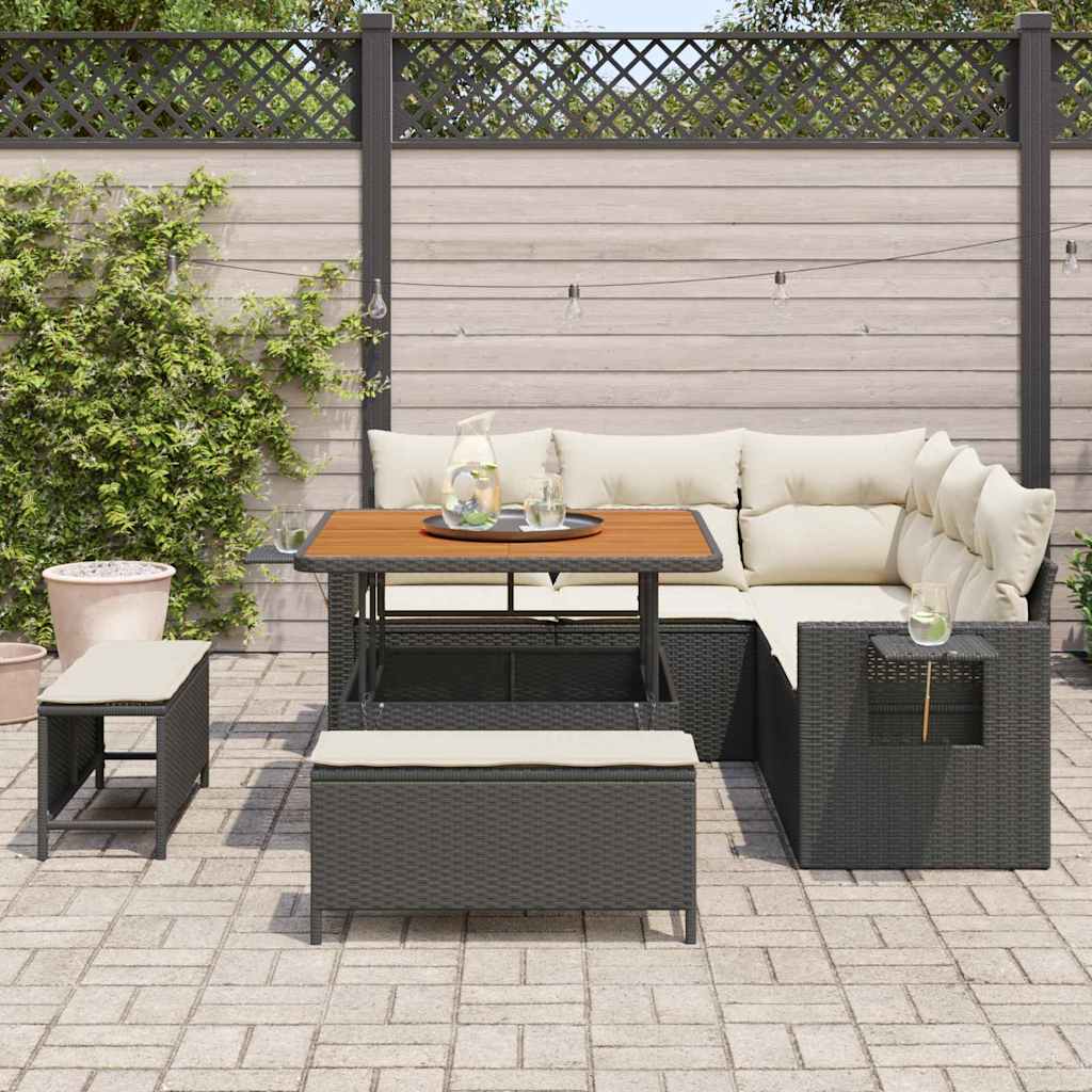 Set Divano da Giardino 8 pcs Nero polyrattan - homemem39