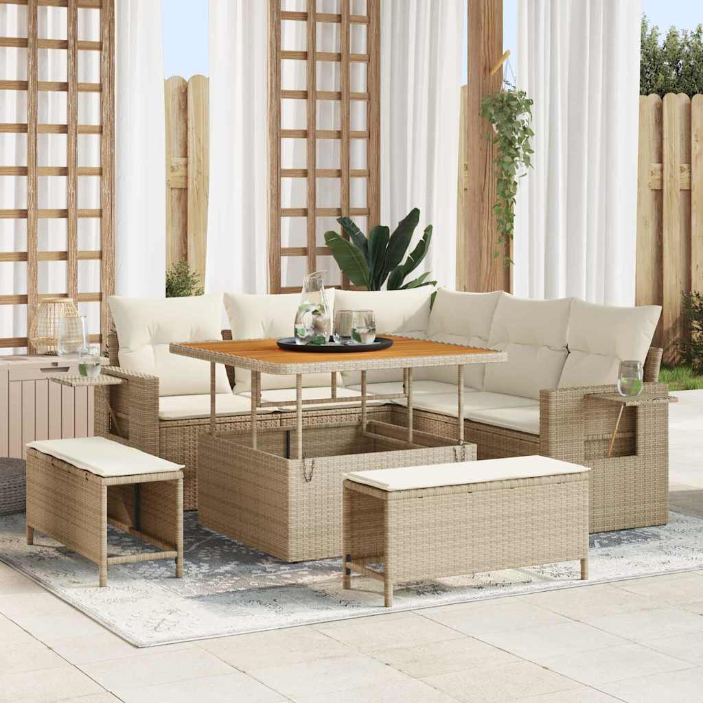 Set Divano da Giardino 8 pcs Beige polyrattan - homemem39