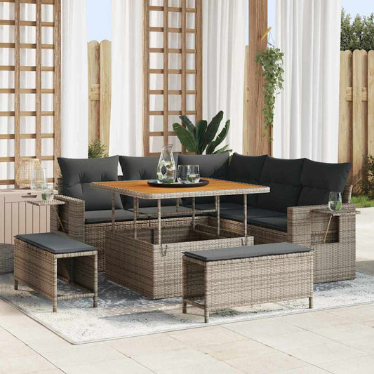 Set Divano da Giardino 8 pcs Grigio polyrattan - homemem39