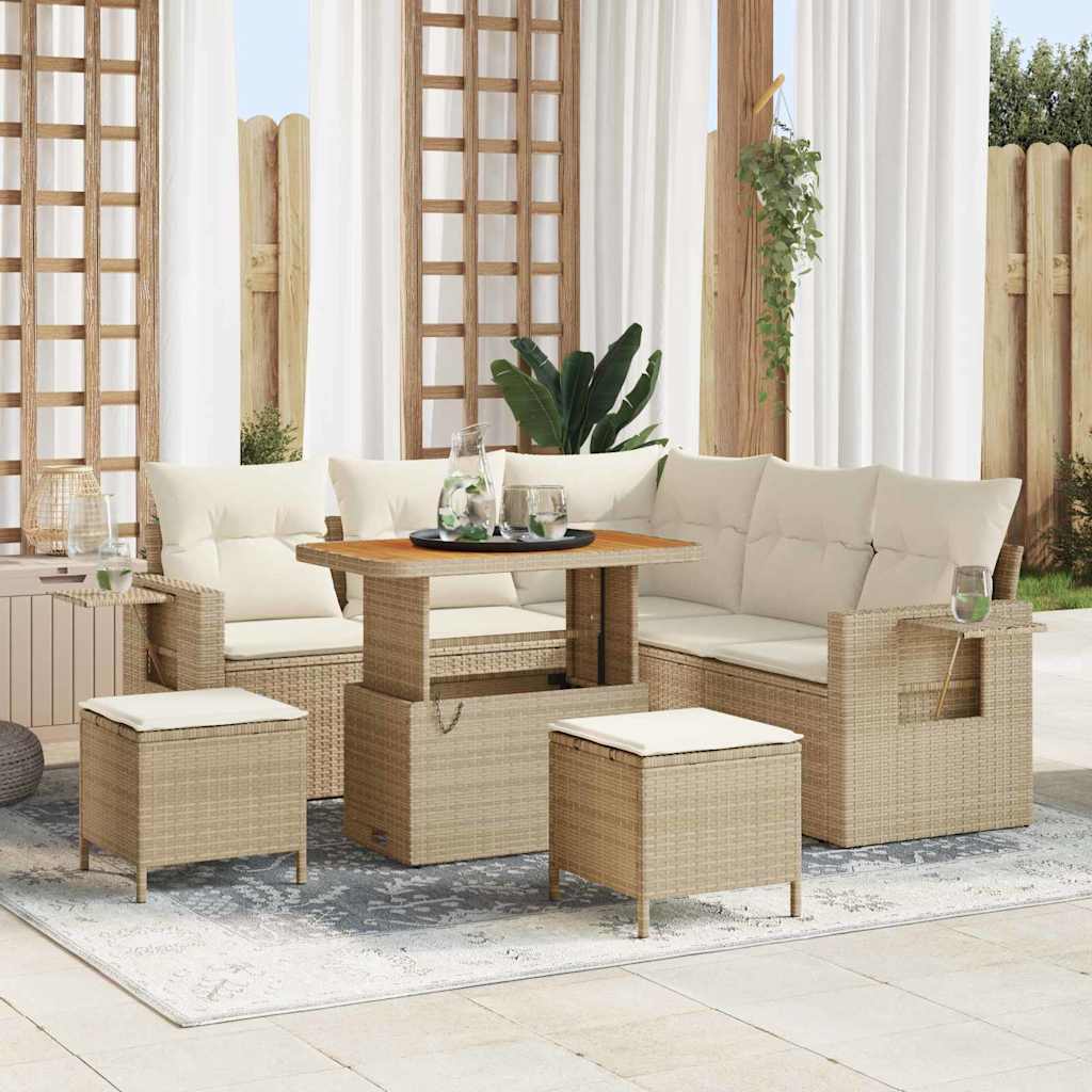 Set Divano da Giardino 8 pcs Beige polyrattan - homemem39