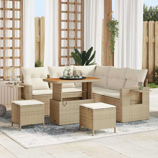 Set Divano da Giardino 8 pcs Beige polyrattan - homemem39