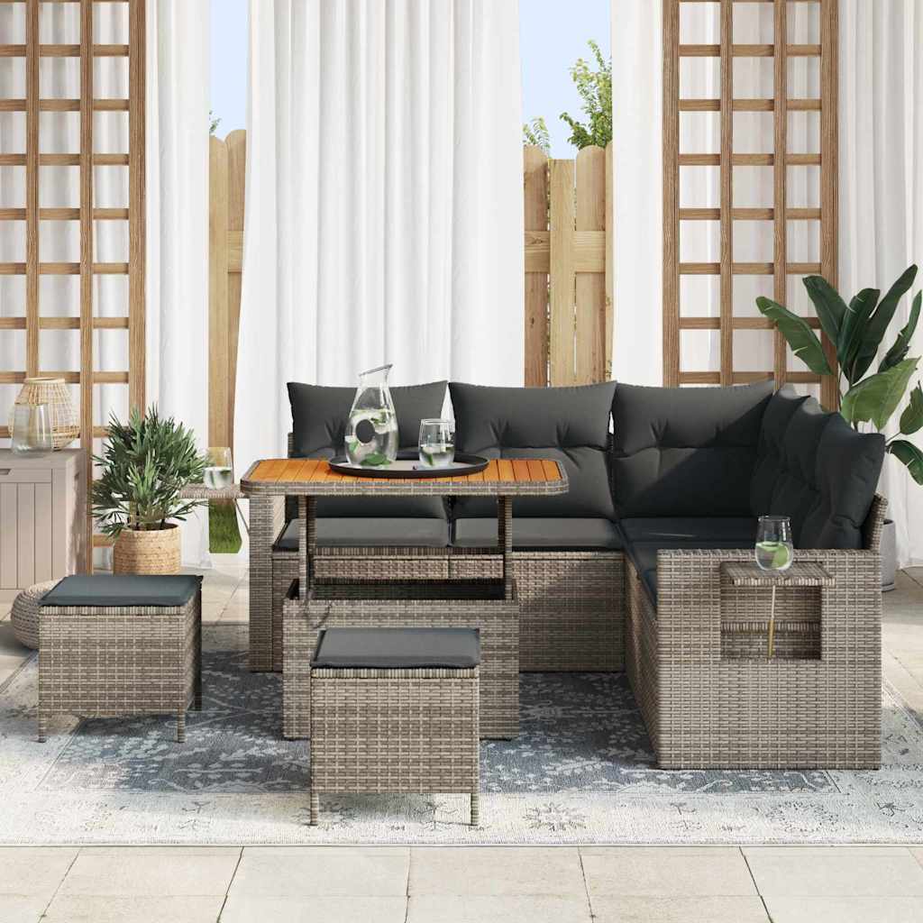 Set Divano da Giardino 8 pcs Grigio polyrattan - homemem39