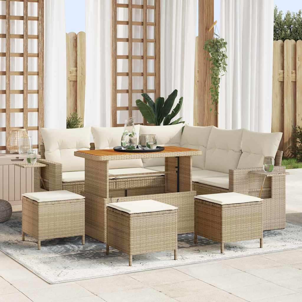 Set Divano da Giardino 9 pcs Beige polyrattan - homemem39