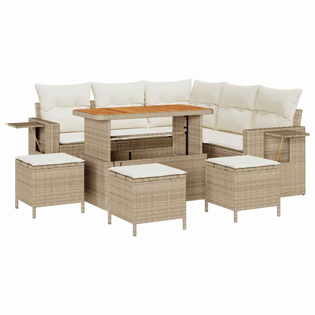 Set Divano da Giardino 9 pcs Beige polyrattan - homemem39
