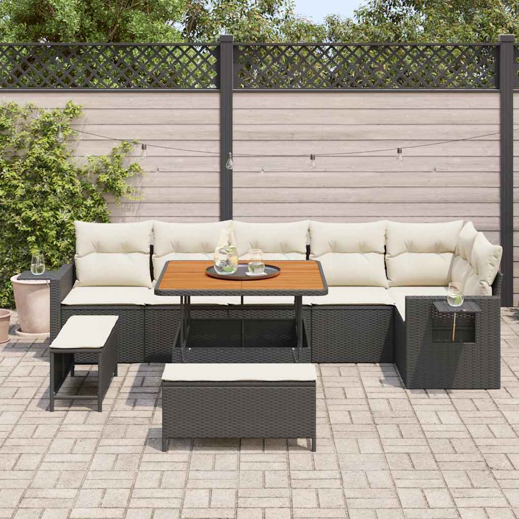 Set Divano da Giardino 9 pcs Nero polyrattan - homemem39