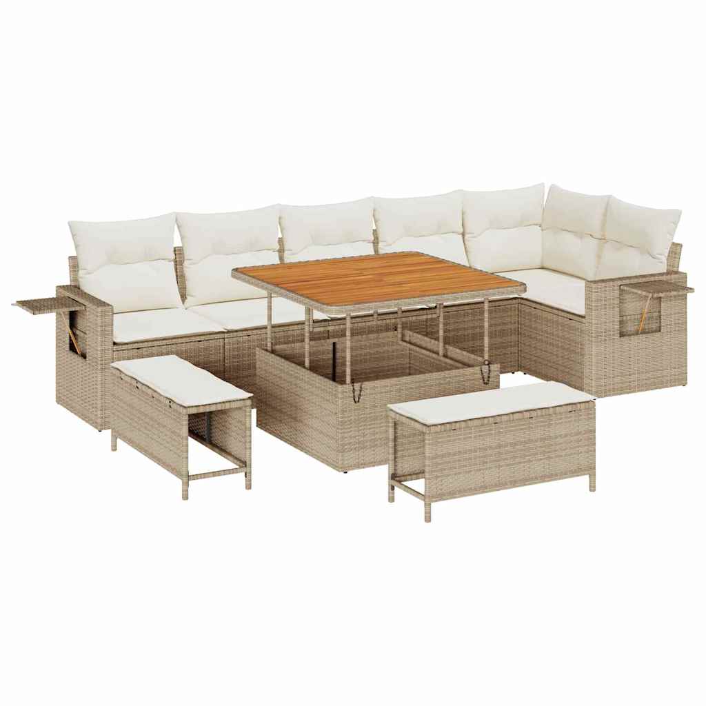Set Divano da Giardino 9 pcs Beige polyrattan - homemem39