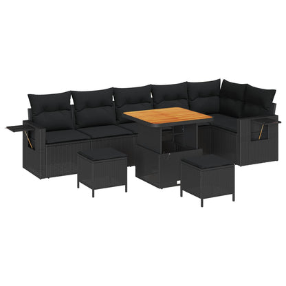 Set Divano da Giardino 9 pcs Nero polyrattan | homemem39