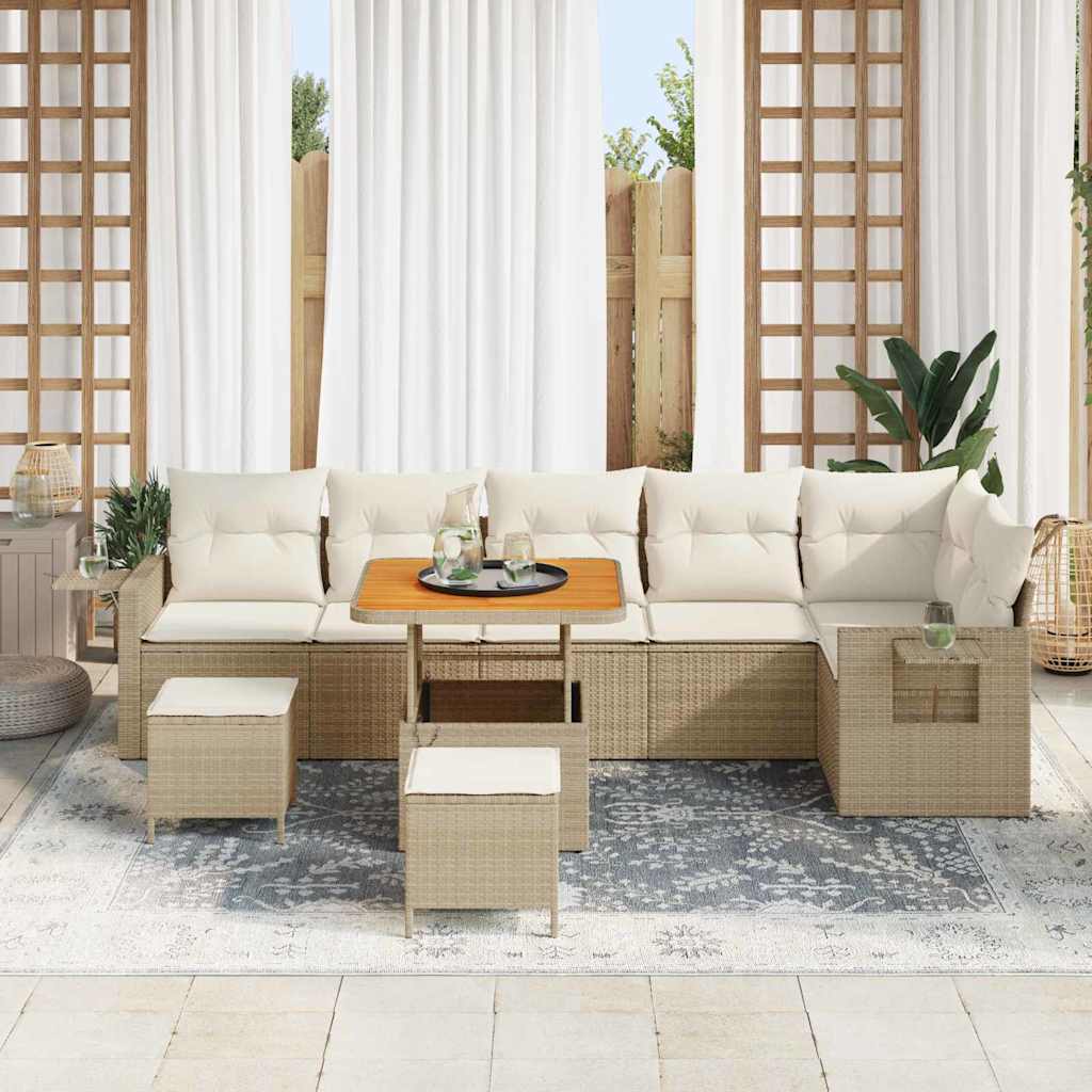 Set Divano da Giardino 9 pcs Beige polyrattan - homemem39