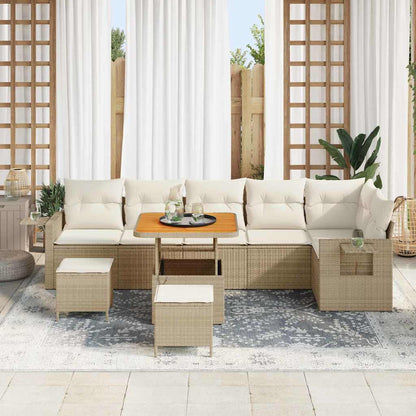 Set Divano da Giardino 9 pcs Beige polyrattan - homemem39
